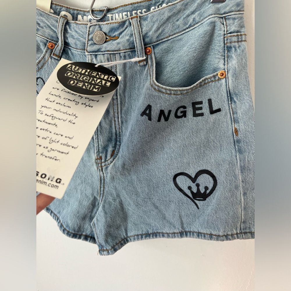 S.O.N.G Women’s Timeless Jean Shorts Denim Size 5/27 Button Fly Inseam 3’” New - Picture 10 of 10